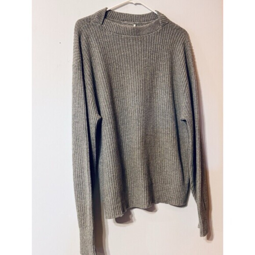 Vintage Brent Men’s Sweater Gray Long Sleeve Lambswool Blend Size Large